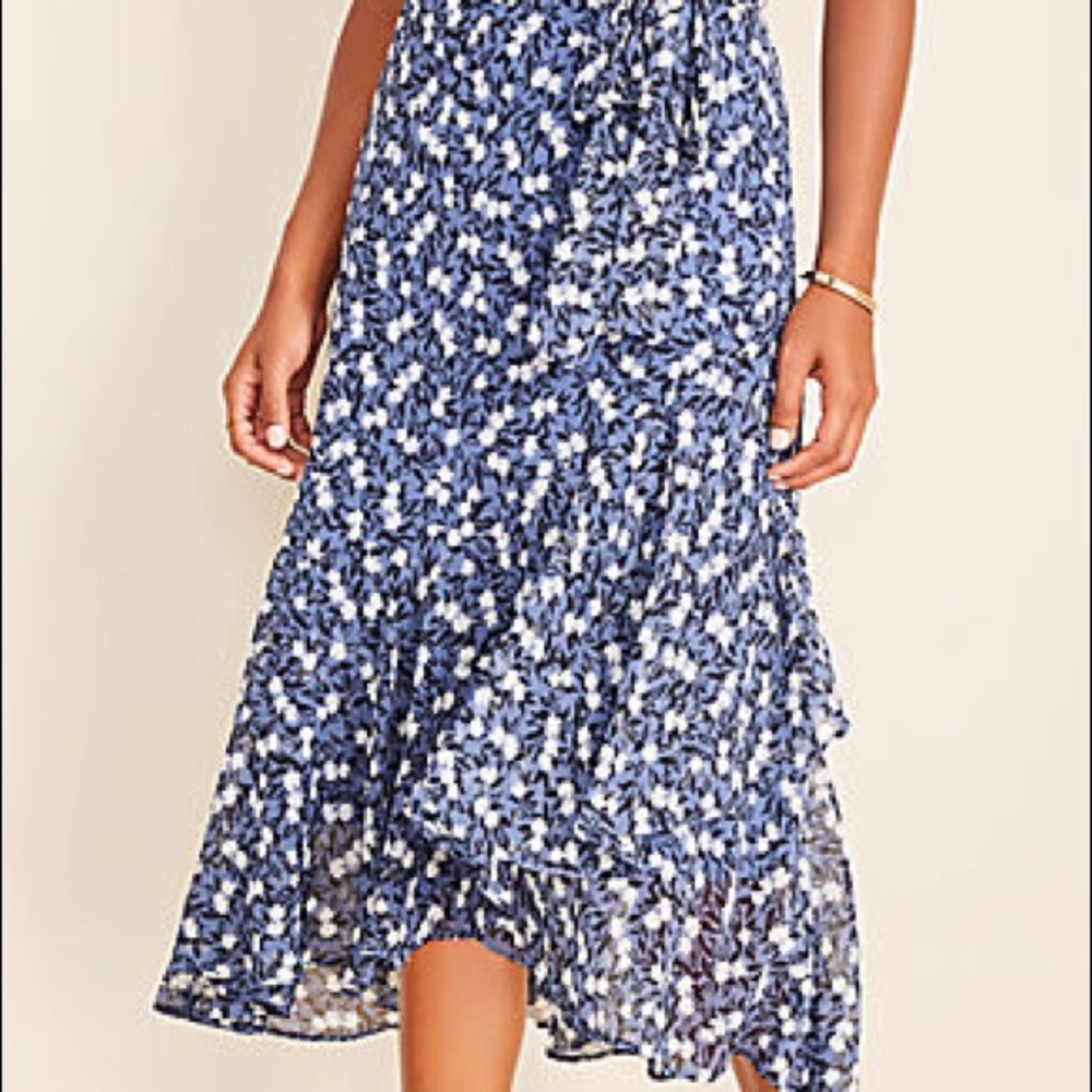 Ann Taylor Floral Wrap Flounce Skirt